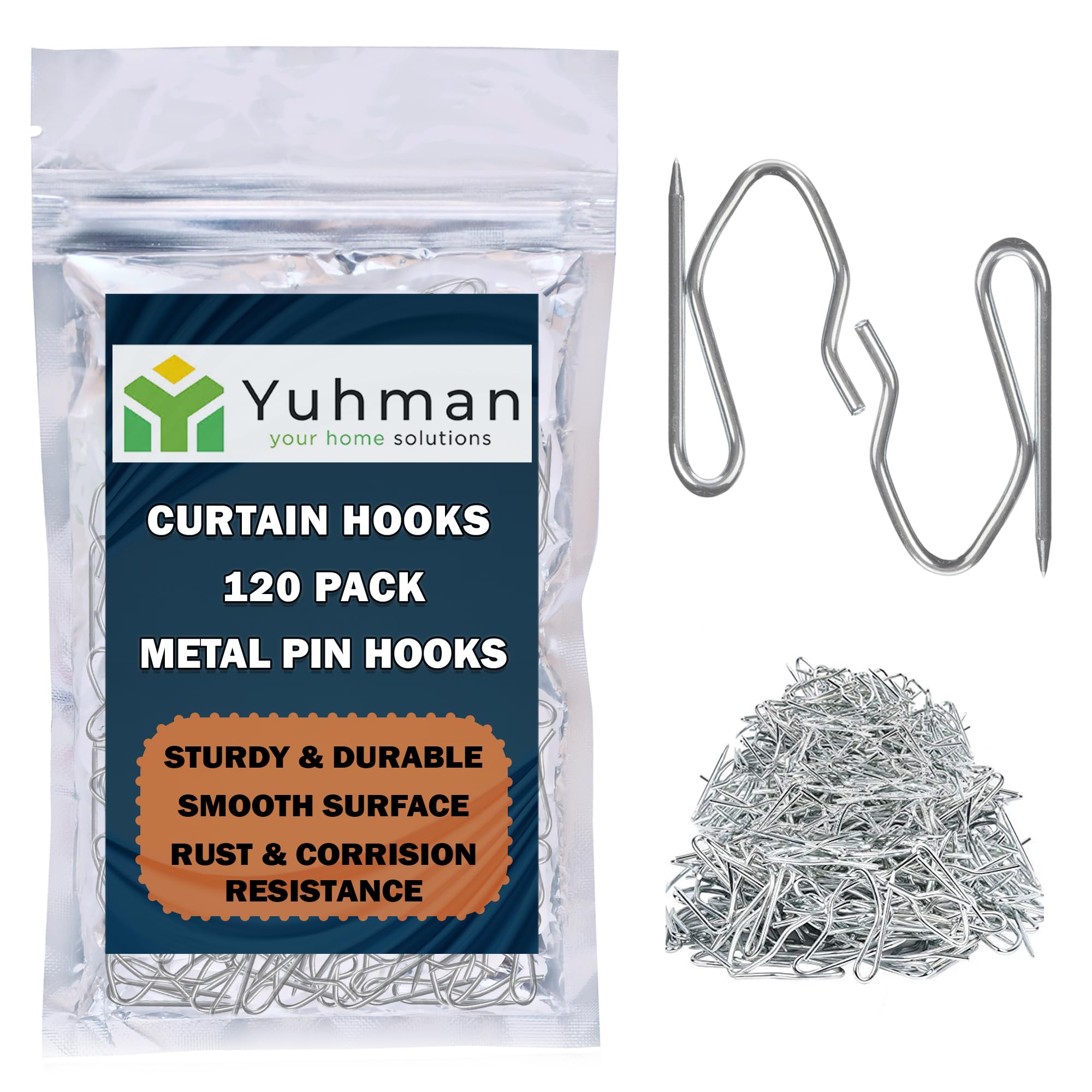 Yuhman 120 Pack Metal Curtain Hooks