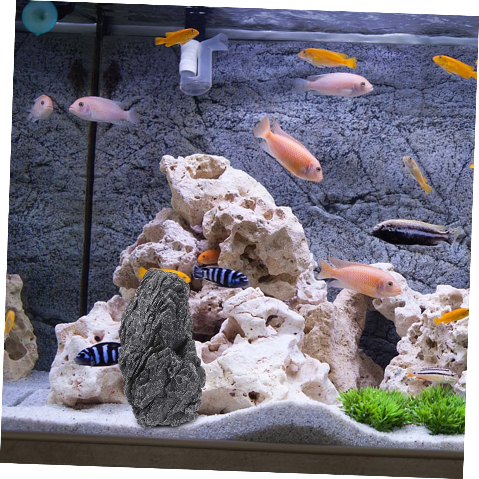 Pietre Decorative per Acquario in Resina Nero Effetto Naturale e Aspetto Realistico, per Decorazioni di Bonsai e Habitat per Animali Acquatici Stile Casuale