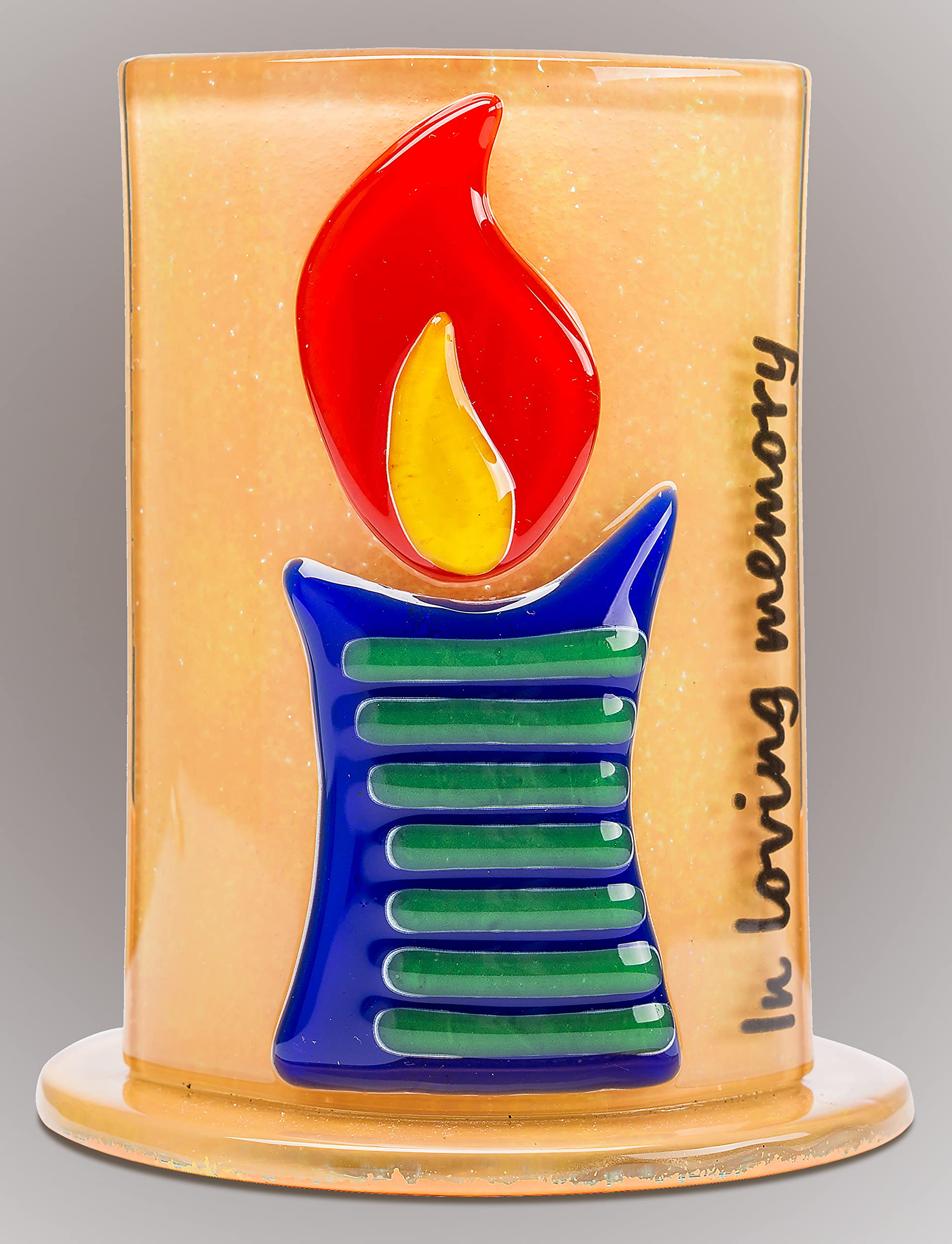 Ner Mitzvah Handmade Glass Yizkor Yahrzeit Candle Holder - Decorative Yartzeit Memorial Candle Holder