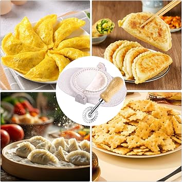 7 Pcs Dumplings Maker Mould Set Ravioli Cutters Empanada Press Set Pasta Machine with Pasta Cutter Wheel for Pot Stickers, Pierogi & Gyoza Make