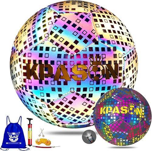 Balón de fútbol holográfico brillante, reflectante para entrenamiento en interiores y exteriores, regalo para niños, niñas, jóvenes y hombres
