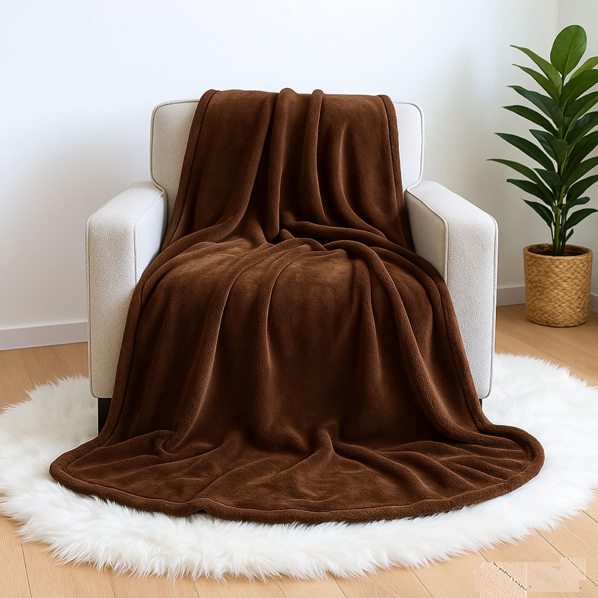 Arkwright Reversible Sherpa Fleece Throw Blanket - 68x90 Inch Plush & Fluffy Twin Size, Chocolate Brown - View #7