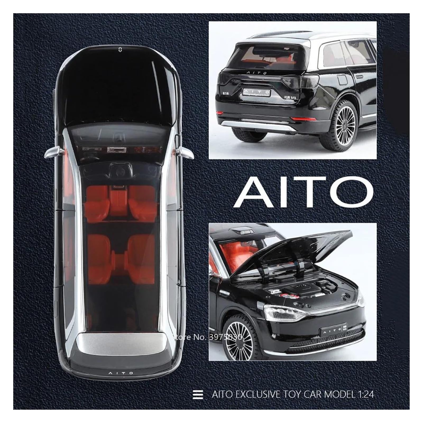 Auto In Miniatura 1 24 Per SERES AITO M9 Modello Auto In Lega Diecast In Simulazione Con Display Della Collezione Classica Musica Leggera