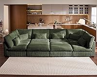 Vista 33 de Sofá modular de gran tamaño, sofá seccional de pana Cloud extra profundo con diván otomano chaise, sofá cama de chenilla esponjosa de 8 plazas