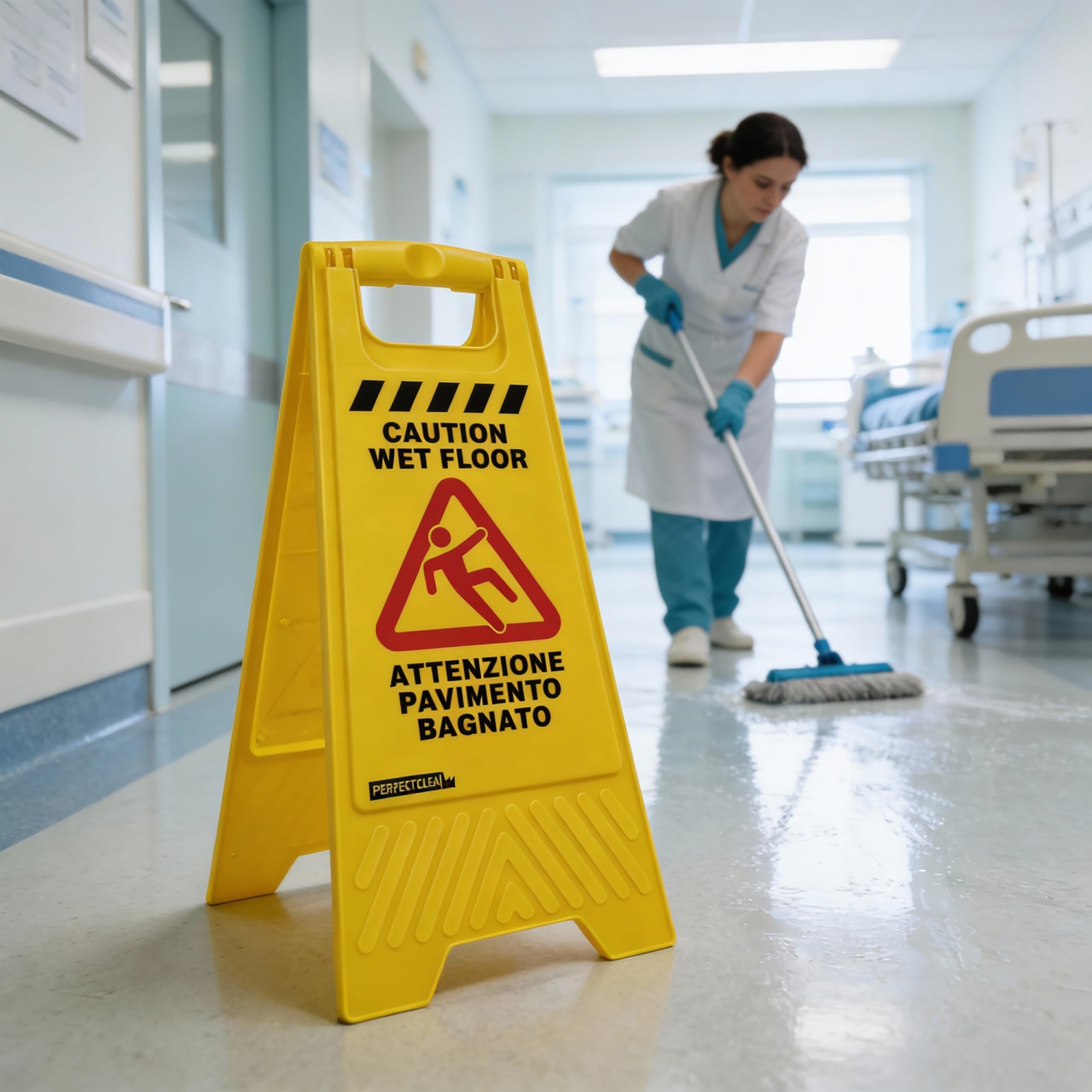 Parfait Factory Wet Floor Panneau Sol mouillé, Plastique, Jaune, 30 x 49 x 56.5 cm