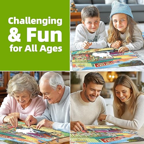 Miniatura 5 de Blueforest Rompecabezas para adultos de 1000 piezas, rompecabezas de otoño del mercado de la granja, rompecabezas familiar imposible, difícil,