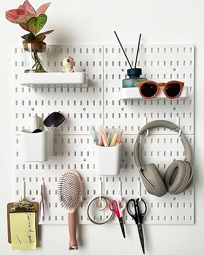 Kit de organizador de pared con combinación de accesorios para tablero de clavijas, estante para dormitorio, estudio, oficina, baño, cubos de