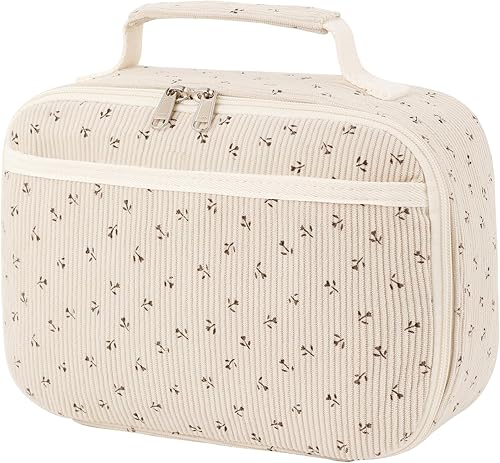 Miniatura 13 de Bluboon - Lonchera aislada para niñas y niños, bolsa de almuerzo de corduroy para la escuela con compartimentos para enfriar y organizar, bolsa de