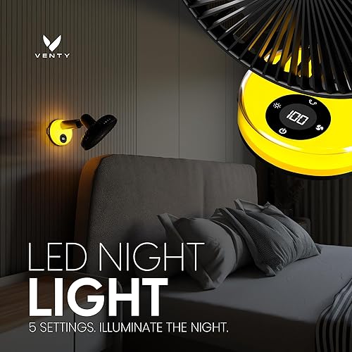 Miniatura 4 de VENTY Ventilador de clip portátil, batería recargable de 10 horas, rotación de 360 e inclinación de 90, cochecito, escritorio o mesita de noche,