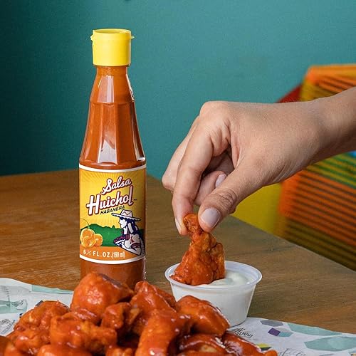 Miniatura 5 de Salsa Huichol Habanera  Paquete de 12 (6.42 oz cada uno)  Hecho con ingredientes totalmente naturales, ideal para alas, mariscos y aperitivos
