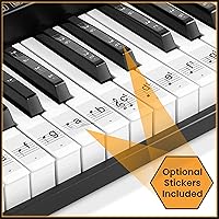 Vista 7 de Teclado de piano electrónico de la marca Hamzer, modelo 61-Key, portátil, con atril, taburete, auriculares y micrófono