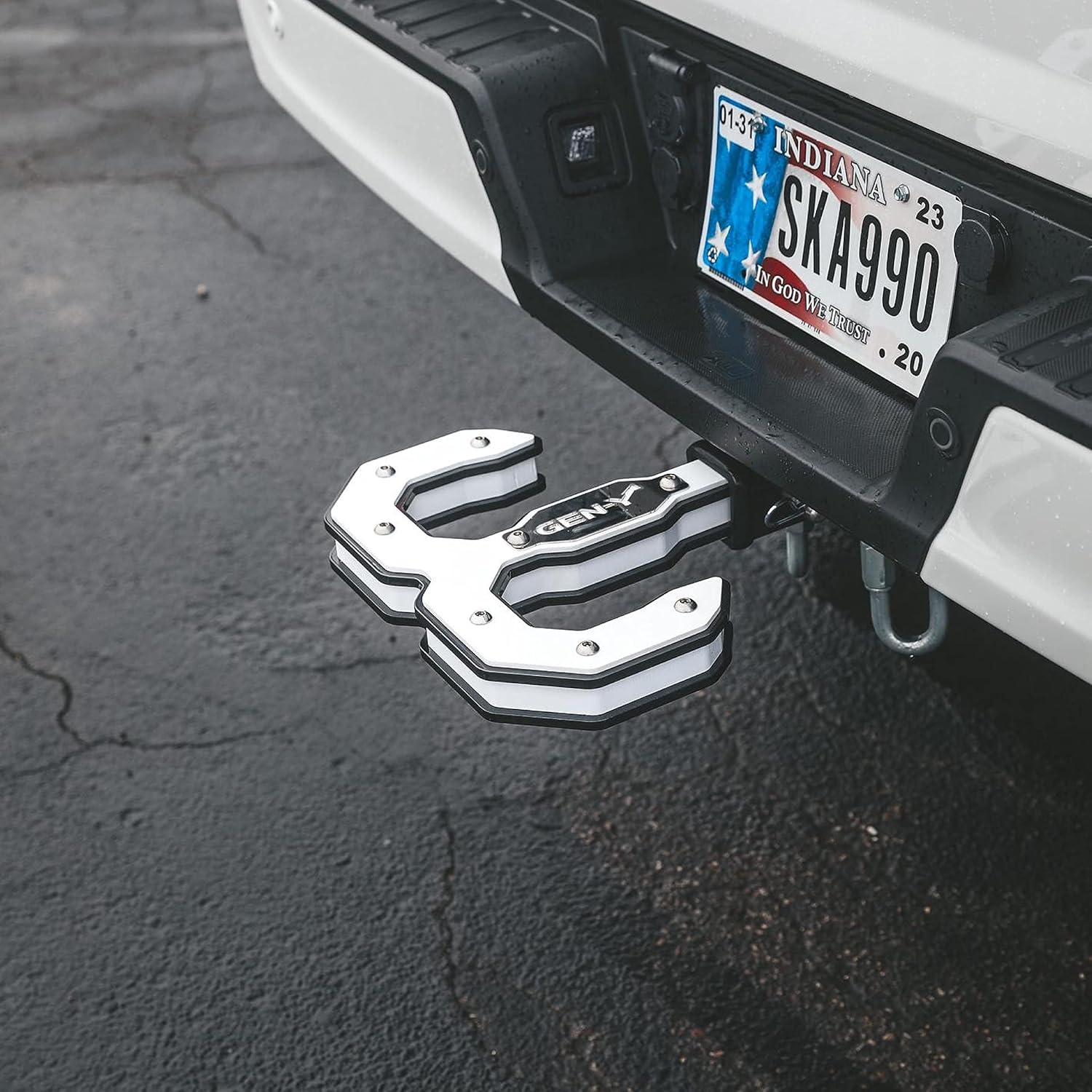 GEN-Y Hitch Hulk 2.0 Double Tow Hook and Hitch Step with GH-099 Pin, GH-011 Clip for 2" Receiver, Red - 16,000 LB Towing Capacity