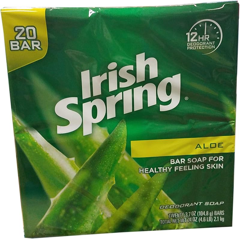 Sabonete em barra Irish Spring Aloe, pacote com 20 unidades de 106 g