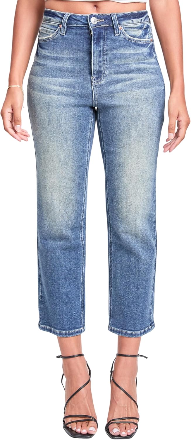 YMI Women's High Rise Vintage Stretch Straight Leg Jeans
