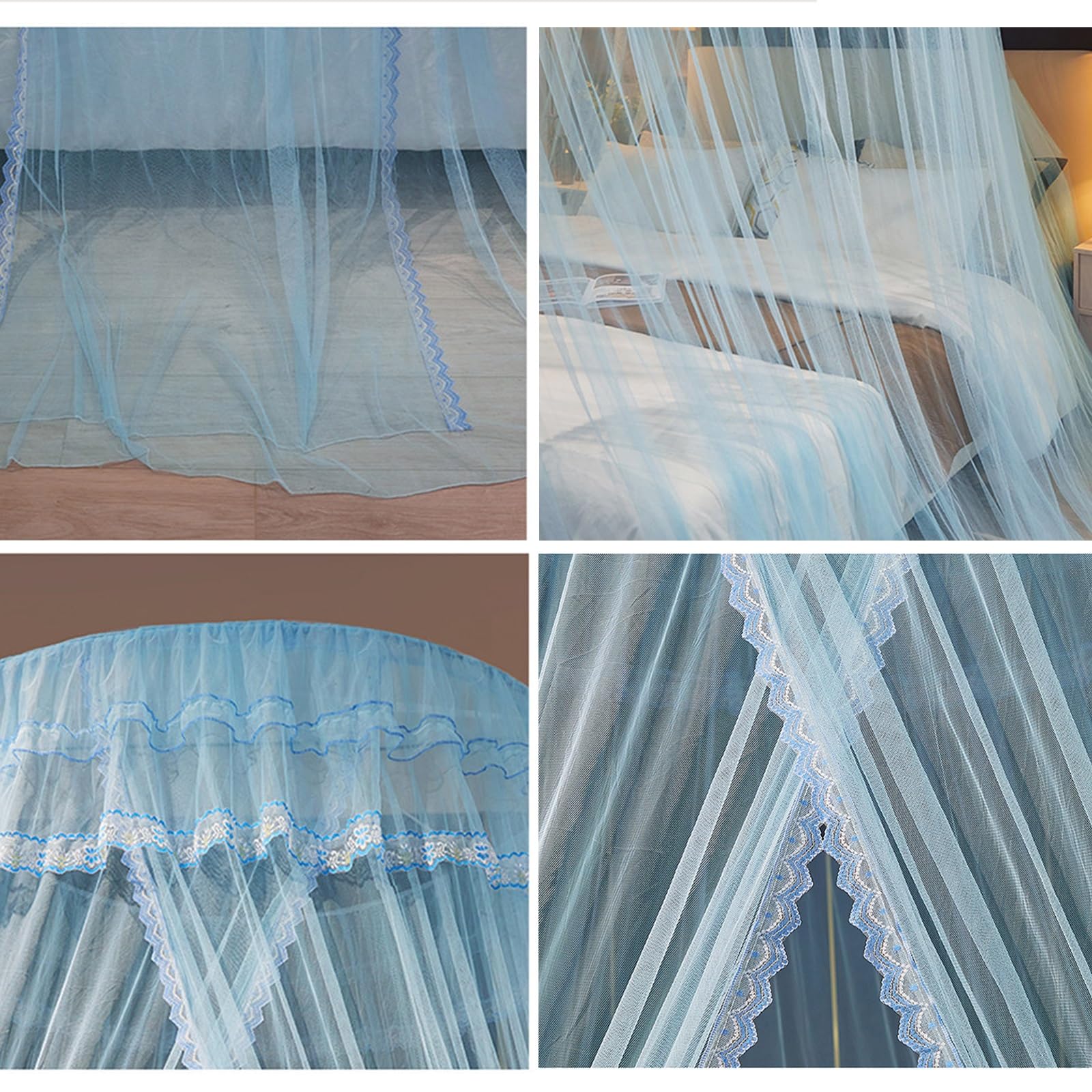 SARKEY Moskitonetz Betthimmel Für Mädchen,Hängende Bettnetzabdeckung Für Schlafzimmer,Transparenter Netz Kuppel Bettvorhang,Eleganter,Erwachsene,Hochzeit Dekoration(Aquamarine)