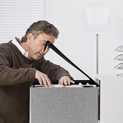 Miniatura 4 de Aliceset Paquete de 2 cajas organizadoras de archivos de lino para colgar documentos de oficina con tapa, organización de álbumes de recortes para