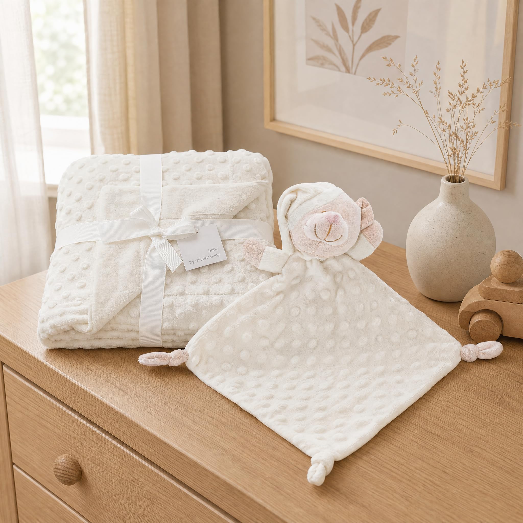 various Manta Bebé Suave con DouDou de Osito, Manta Envolvente para Recién Nacido 80x110 cm, Microfibra Hipoalergénica, Manta Infantil para Cochecito, Cuna y Regalo Baby Shower (Beige)