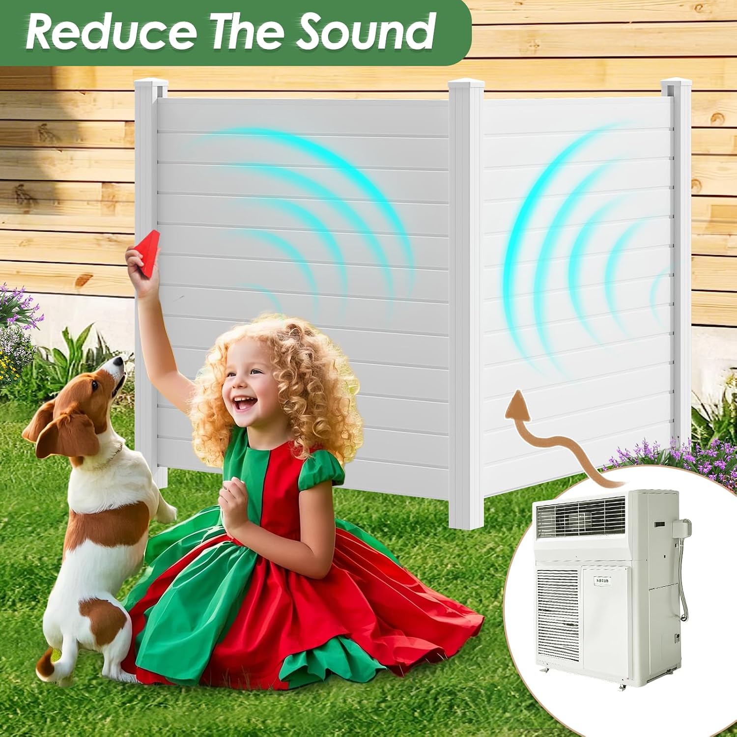 No Dig Air Conditioner Fence PVC Privacy Screen Trash Can Fence Swimming Pool Equipment Enclosure Outdoor Privacy Walls for HOA (50" H x 50" W x 4)