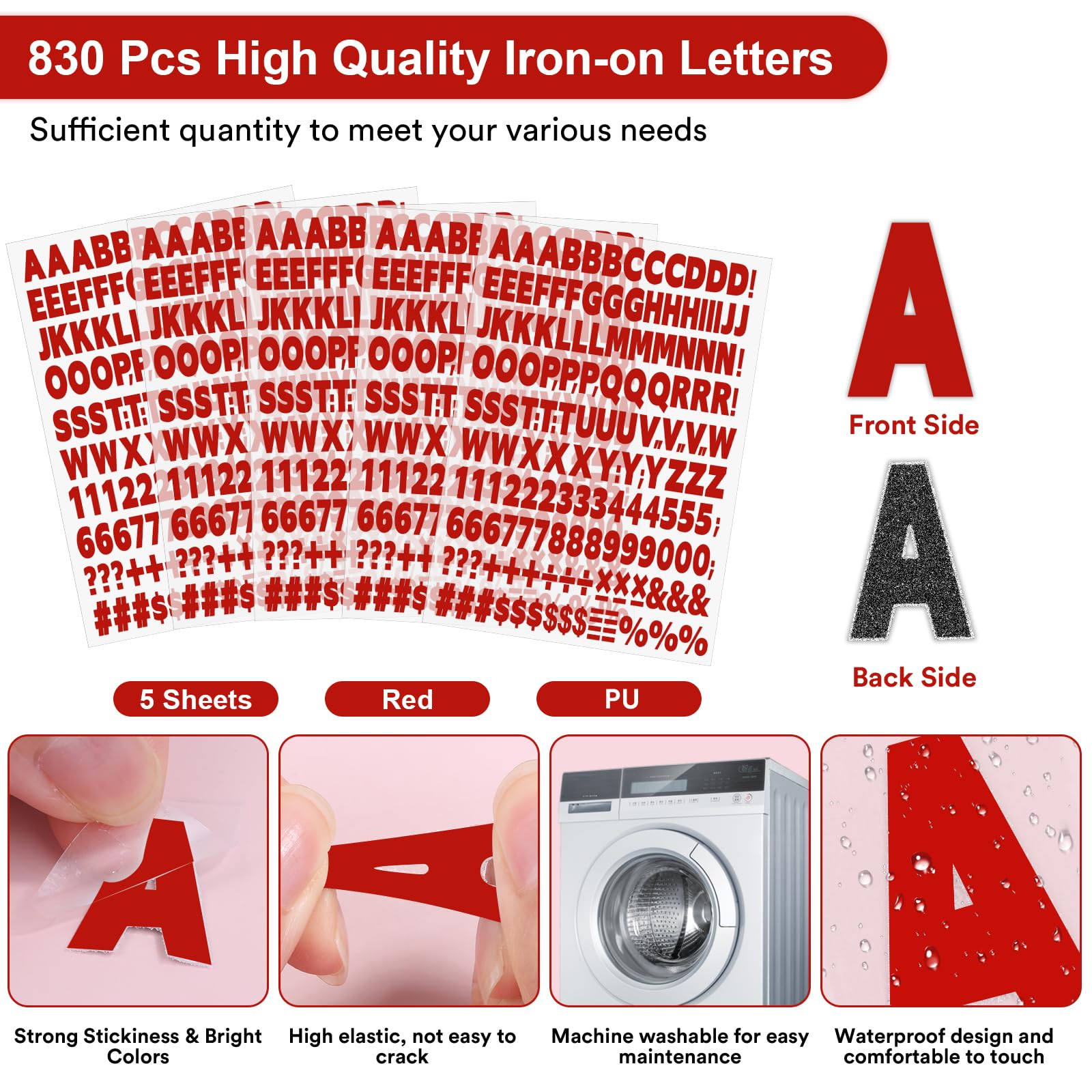 One Inch Metal Letters 1 Inch Vinyl Letters 830-Piece Iron On Letters & Numbers - 1 Inch Heat ...