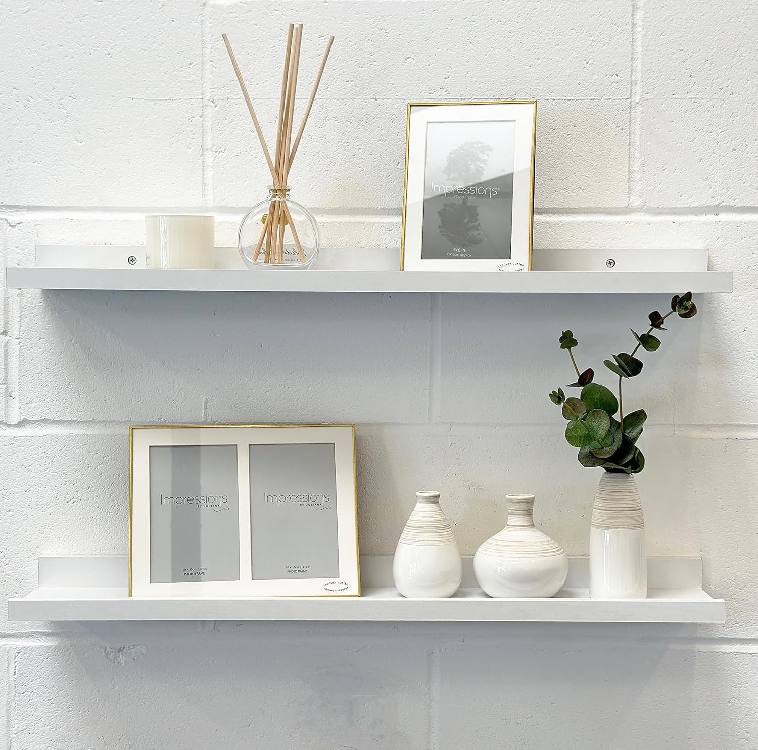 pf+a Floating Shelves White 70cm Shelves Pack of 2 70cm White Modern