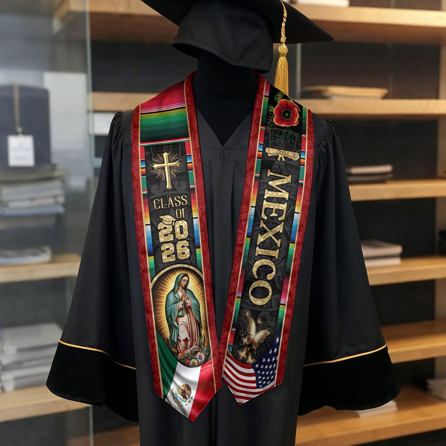 Mexican Stole, Mexican Flag Graduation Sash, Graduation Sash Mexico 2026