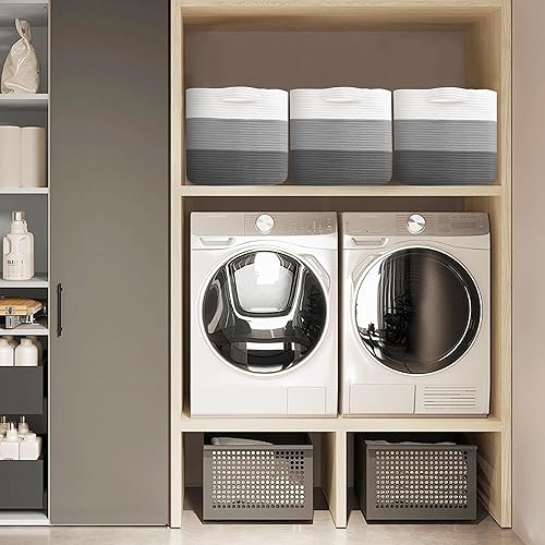 Miniatura 9 de Extra Large Cotton Rope Basket, Rectangle Wicker Baby Laundry Basket, Woven Storage Basket for Blankets, Toys, Dirty Clothes, Living Room Nursery