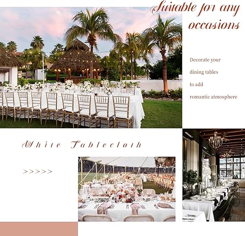 Miniatura 7 de Paquete de 6 manteles cuadrados de 52 x 52 pulgadas, color blanco, resistentes a las manchas y a las arrugas, lavables, manteles de tela decorativa