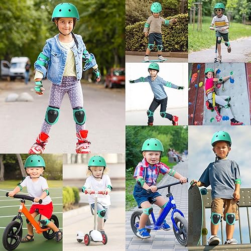 Miniatura 6 de ArgoHome Casco de bicicleta para niños, casco deportivo para niños, conjunto de equipo de protección para niños y niñas, casco de ciclismo con