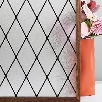 Window Film, Glass Sheet, Rhombic Lattice, Heat Insulation, Window Film, Blade, Removable, Light Shield, UV Protection, Frosted Glass Style, Interior Decoration, Glass Seal, Can Be Applied With Just