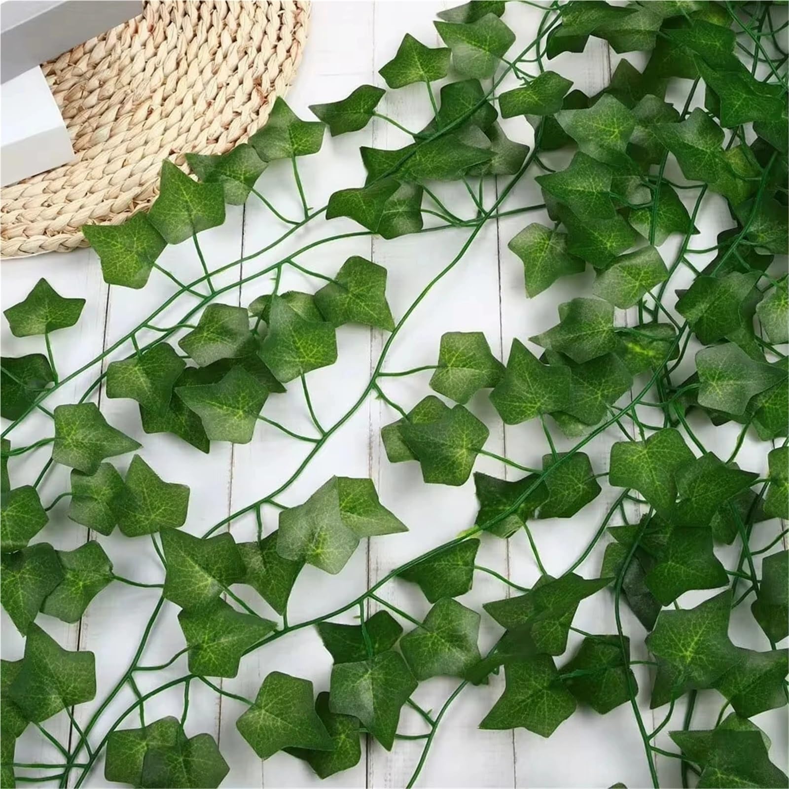 Enredadera Artificial de Hiedra 6/12 Piezas de Plantas Colgantes Artificiales de Hiedra Falsa, Guirnalda de Hojas Verdes for Valla de jardín, decoración Exterior para Cocina, Patio(12pcs Ivy)
