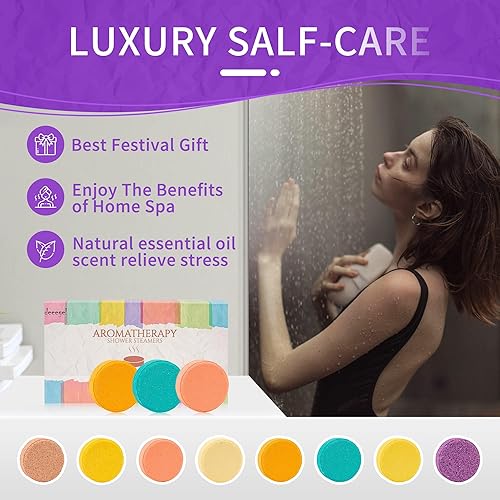 Miniatura 2 de Vaporizadores de ducha de aromaterapia, 8 unidades con 8 aromas ricos, por tableta, 1.41 onzas, bombas de baño de ducha con aceites esenciales, día