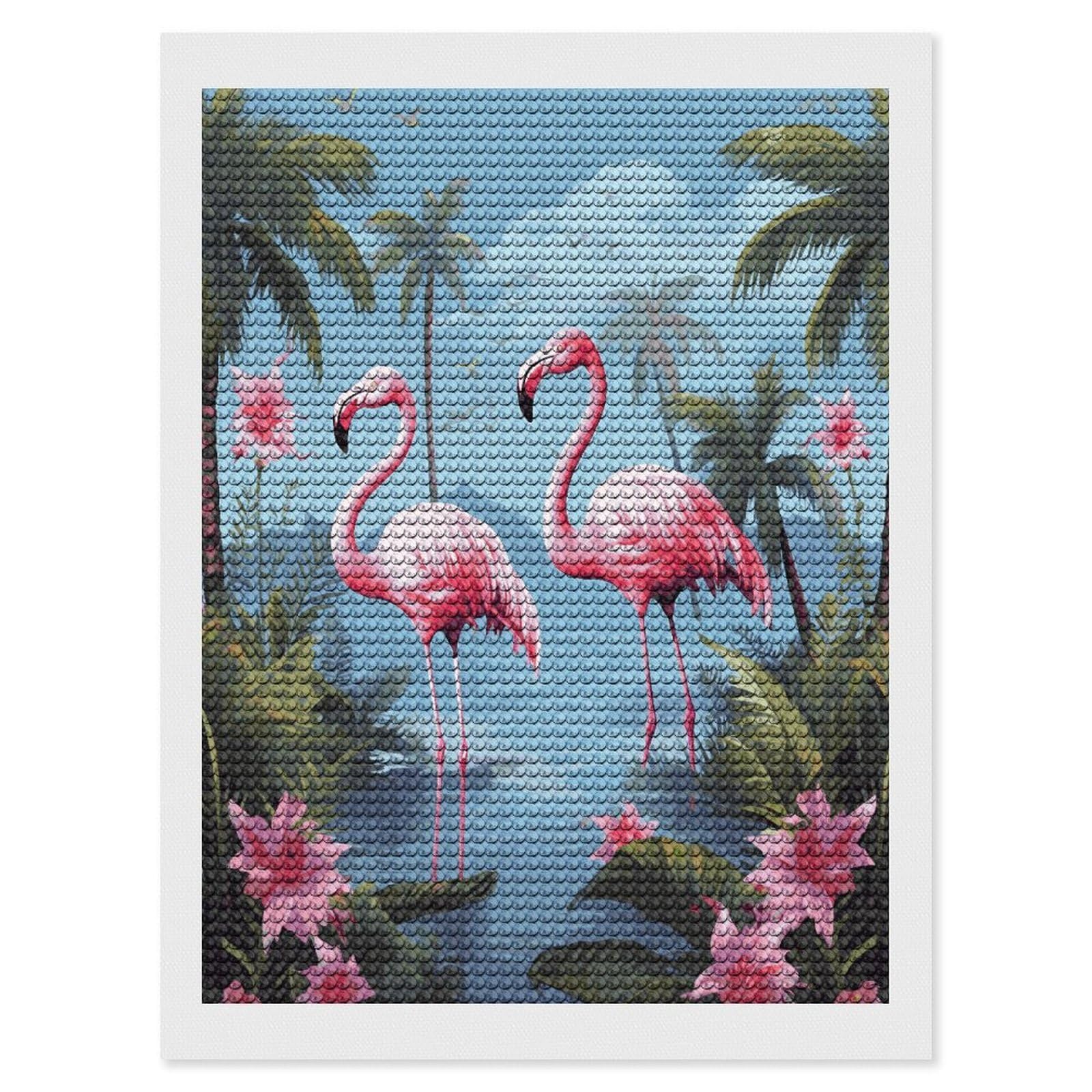 LDGSUPH Tropical Flamingos Diamond Painting Kits for Adults Paint with Diamond Pictures Art DIY Full Drill Diamond Dots Painting Personalized Diamond Photo for Home Wall Decor Gift 12"x16"