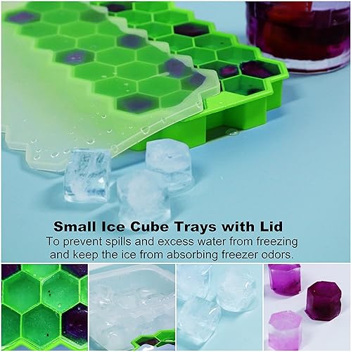 Miniatura 8 de Juego de cucharas medidoras magnéticas de acero inoxidable con nivelador, bandejas para cubitos de hielo para congelador con tapa, bandeja para