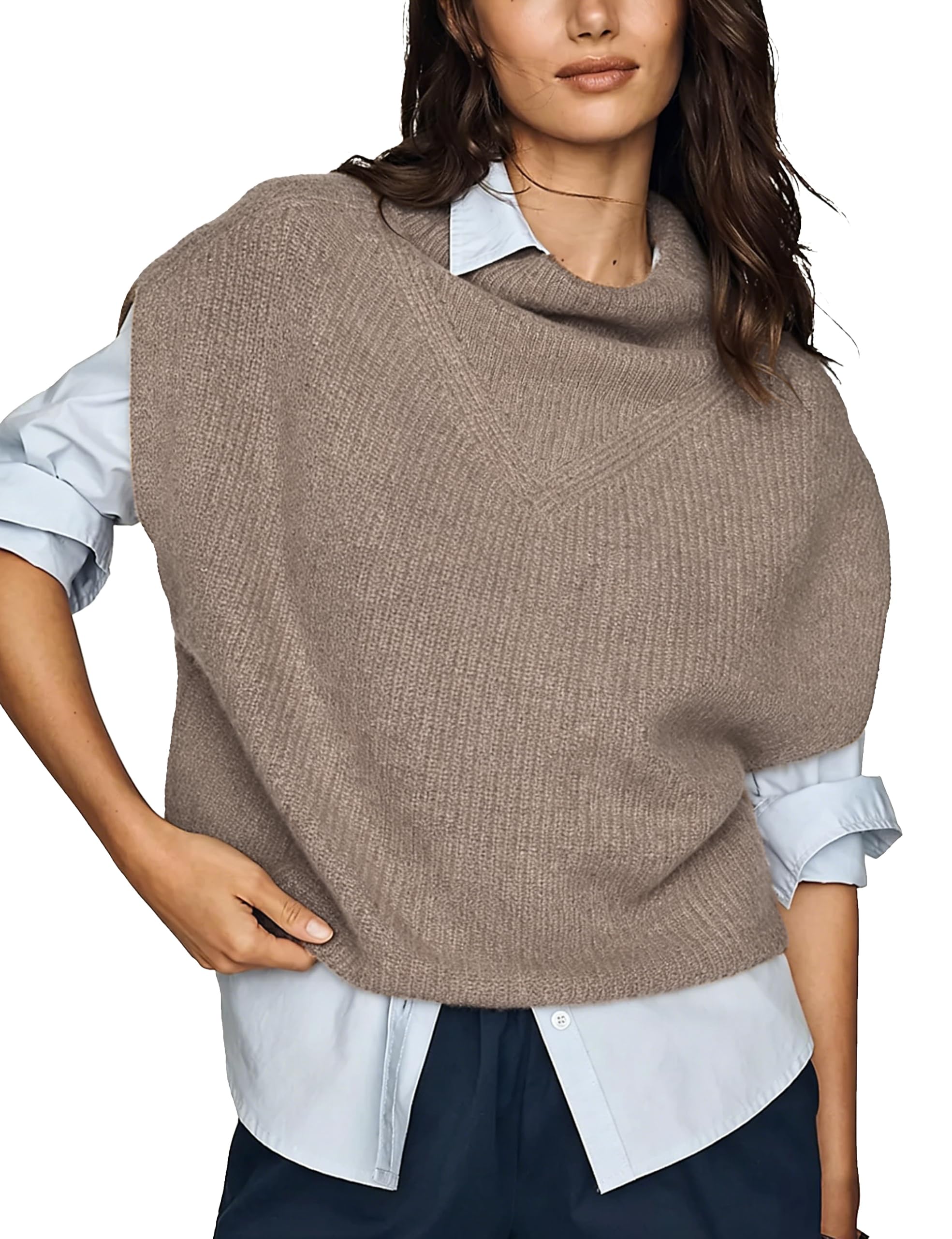 Women’s Sleeveless Sweater Vest Pullover Casual Layering Knitwear-image-43