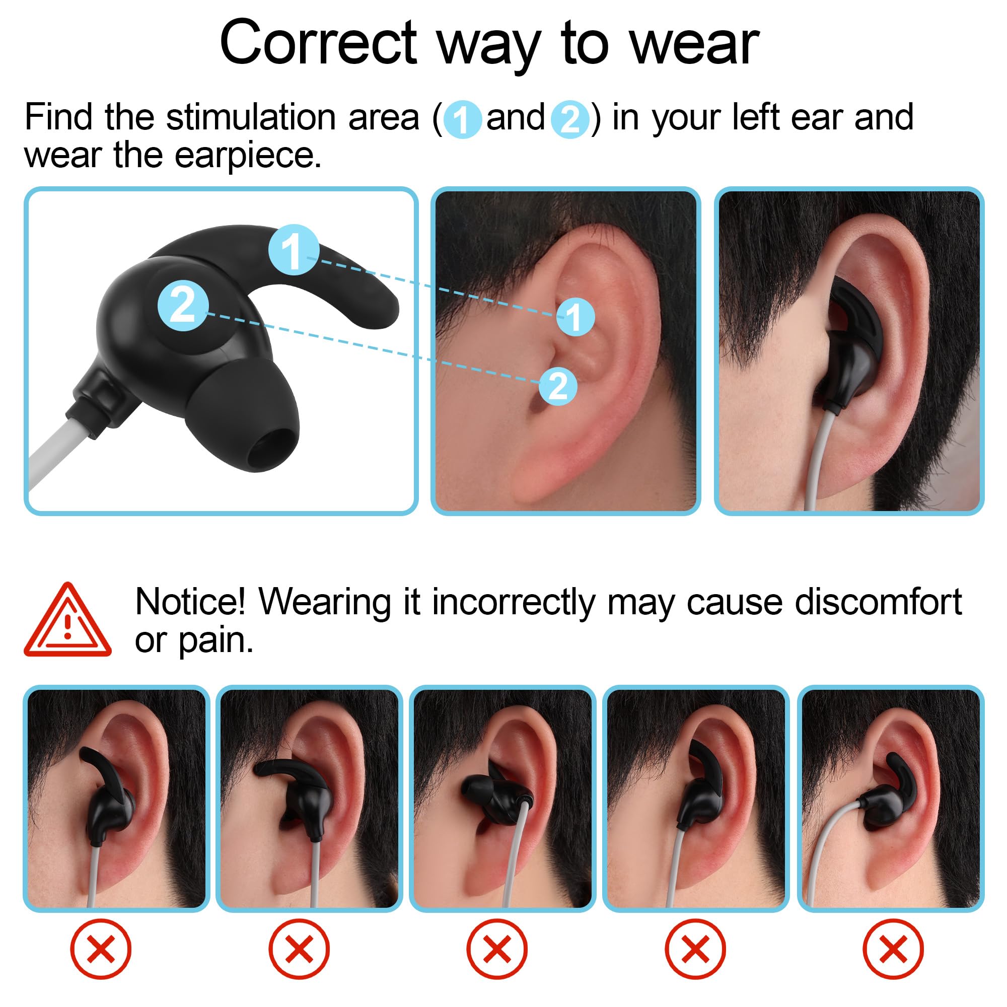 Vagus Nerve Stimulation Plug d'oreille vers connecteur avec flacon pulvérisateur et 2 embouts d'oreille remplaçables