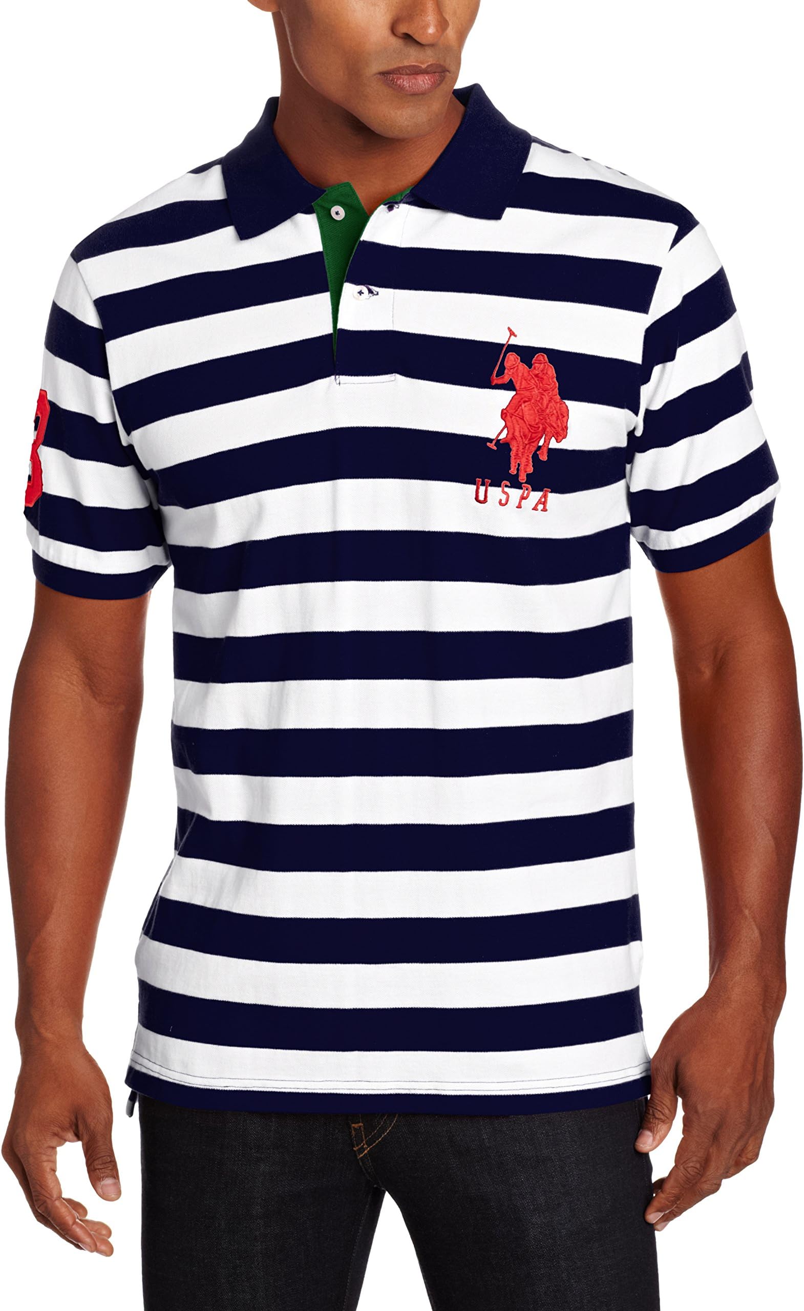 U.S. Polo Assn. Men's Medium-Stripe Pique Polo Shirt