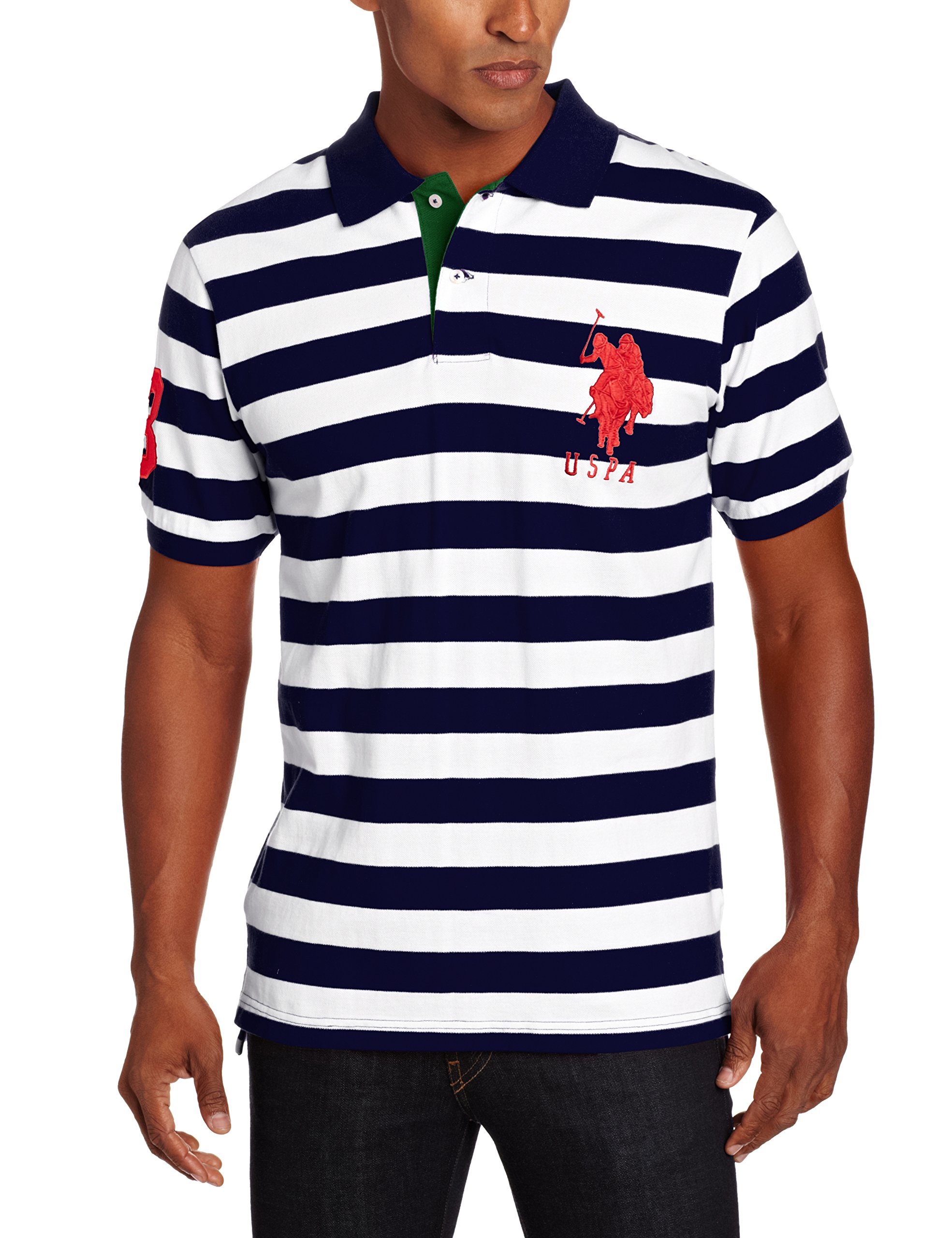 U.S. Polo Assn. Men's Medium-Stripe Pique Polo Shirt
