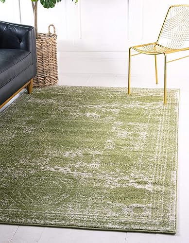 Unique Loom Bromley Collection Vintage Traditional Medallion Border - Alfombra, Polipropileno, Verde, crema