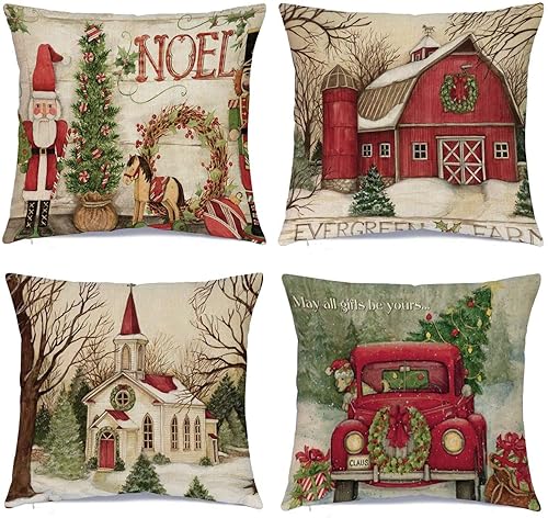 Hlonon Christmas Decorations Christmas Pillow Covers 18 x 18 Inches