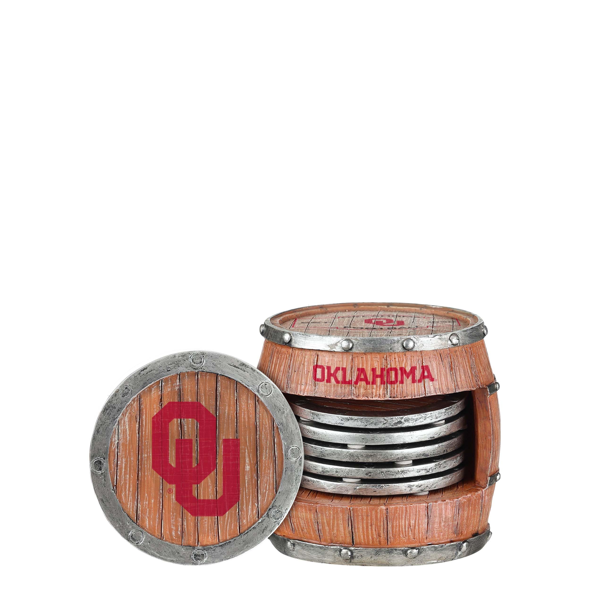 FOCO NCAA College Team Logo 5-Pack Barrel Beverage Drink Coaster Set