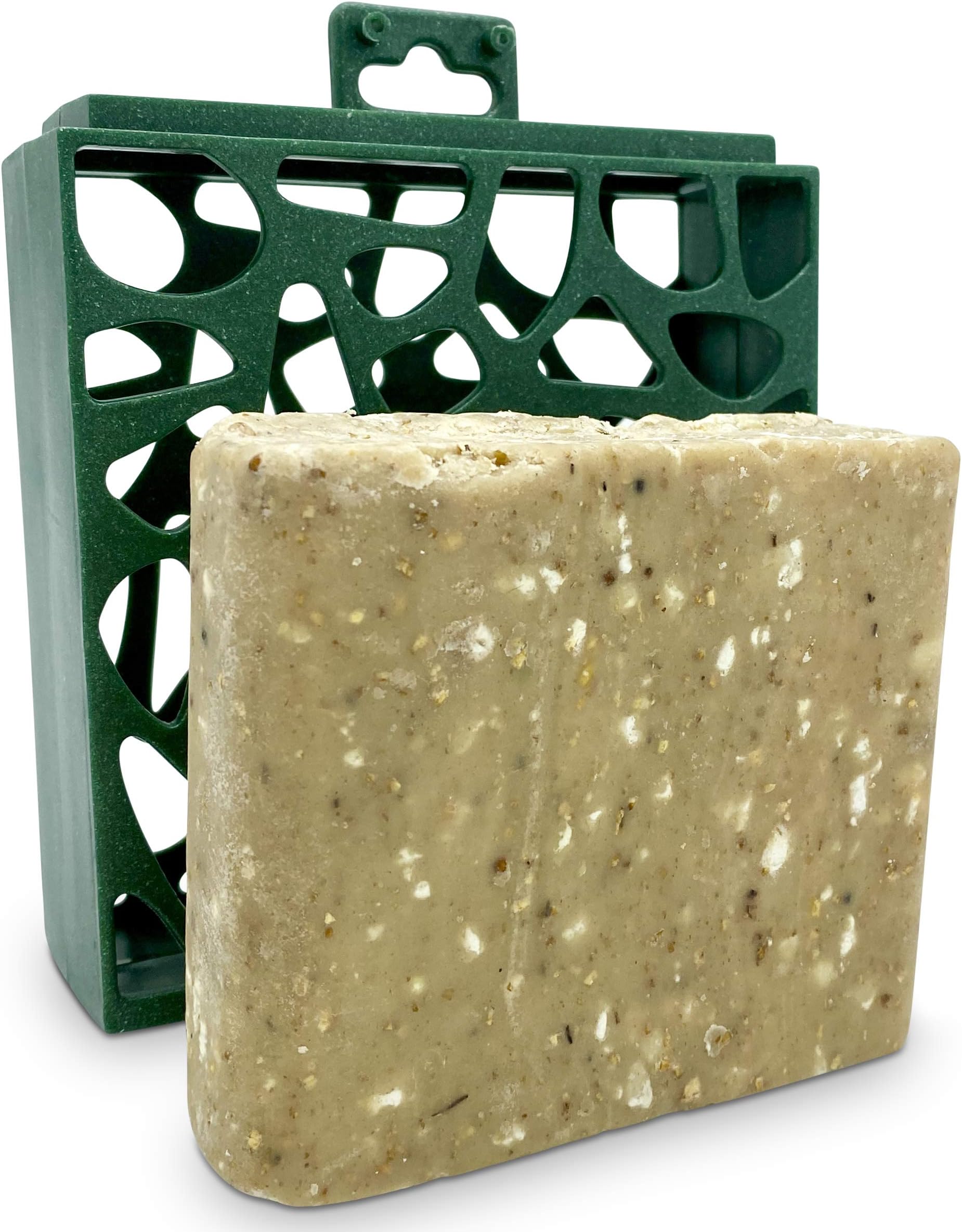 Pre-Filled Suet Block Recycled Plastic Bird Feeder Cake Included - Hanging Feeders for Wild Garden Birds Attracts Finches, Robins & many others
