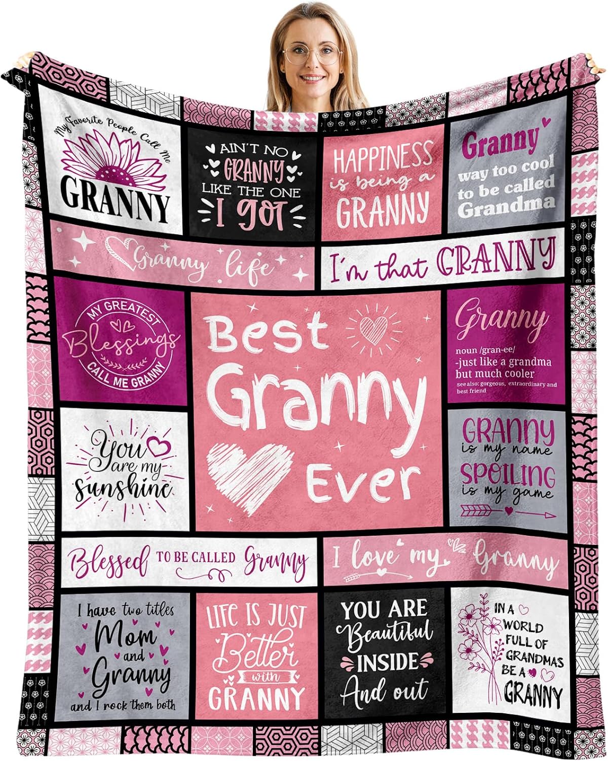 Granny Gift Blanket, Gifts for Granny, Granny Gifts from Grandchildren Grandkids, Best Granny Birthday Gifts, Grandma Gift Ideas, Best Granny Ever Throw Blanket 60"X50"