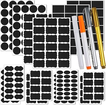 Hianjoo 218 PCS Chalkboard Labels with 4 Pens, Erasable and Reusable Waterproof Blackboard Stickers Label for Decorating Mason Jars, Pantry, Home and Office, Scrapbooking
