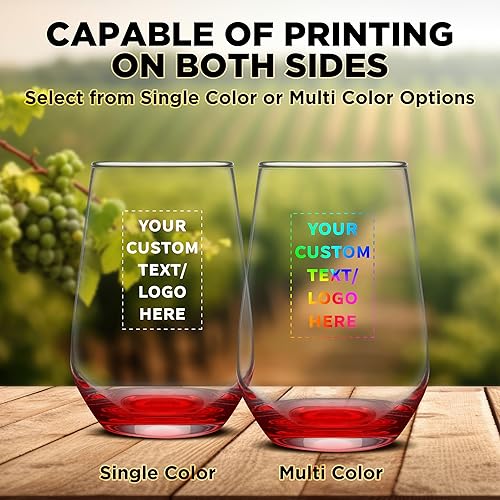 Miniatura 6 de DISCOUNT PROMOS Juego de copas de vino de Silicia de 10 vasos sin tallo, 16 onzas, texto personalizado, logotipo, transparente, similar a un orbe,