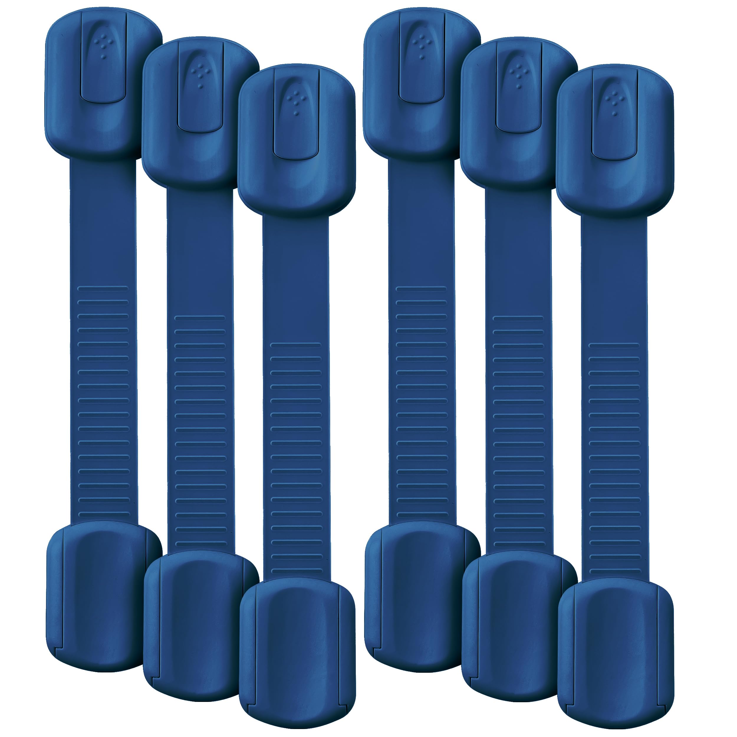 Bate- Child Safety Strap Locks, 6 Pack, Dark Blue, Baby Locks for Cabinets, Drawers, Kitchen, Toilet, Furniture, Fridge, Multi-Purpose, Easy Install with Quick 3M Adhesive for Childproofing