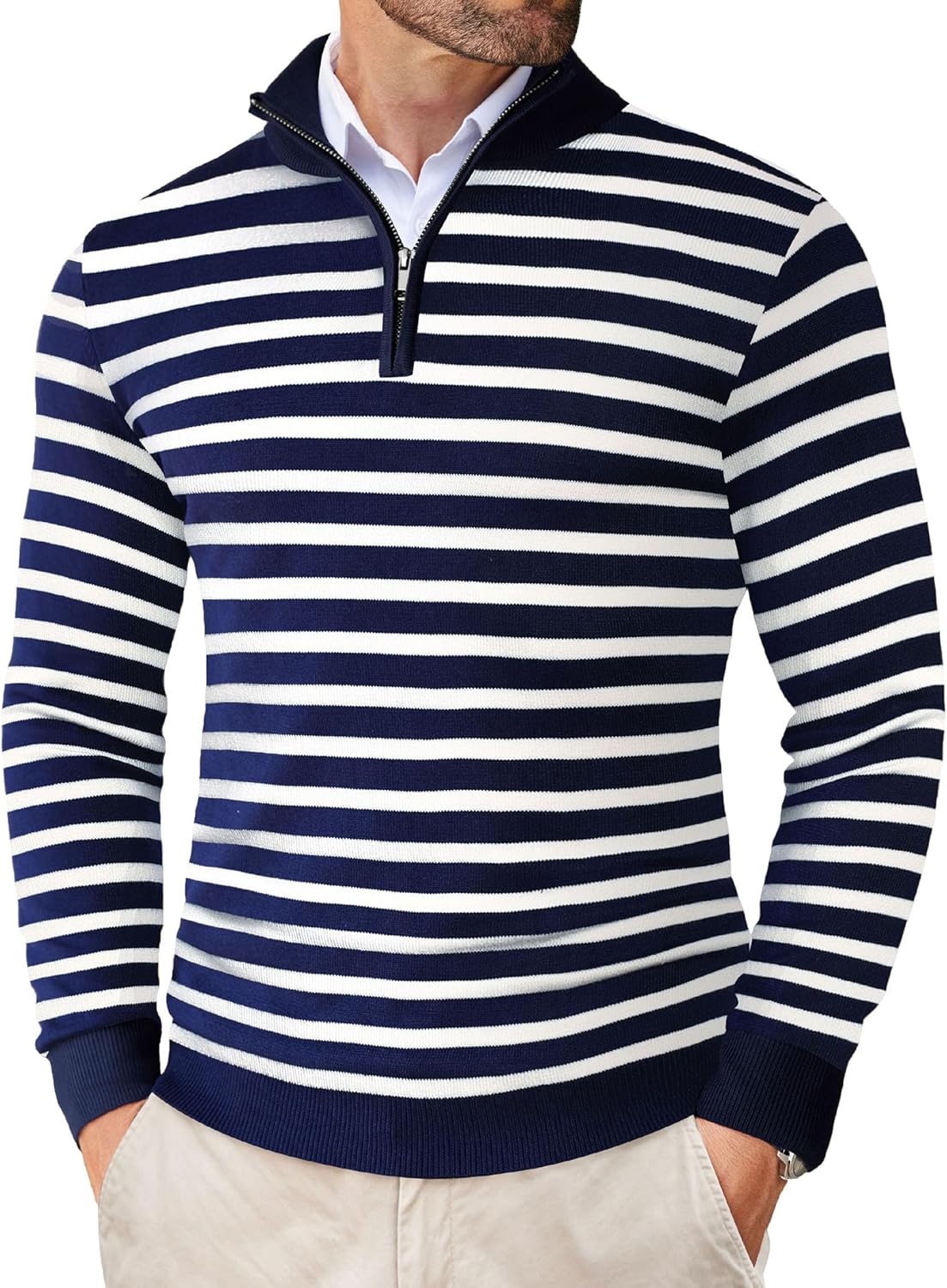 Stripe-navy Blue White