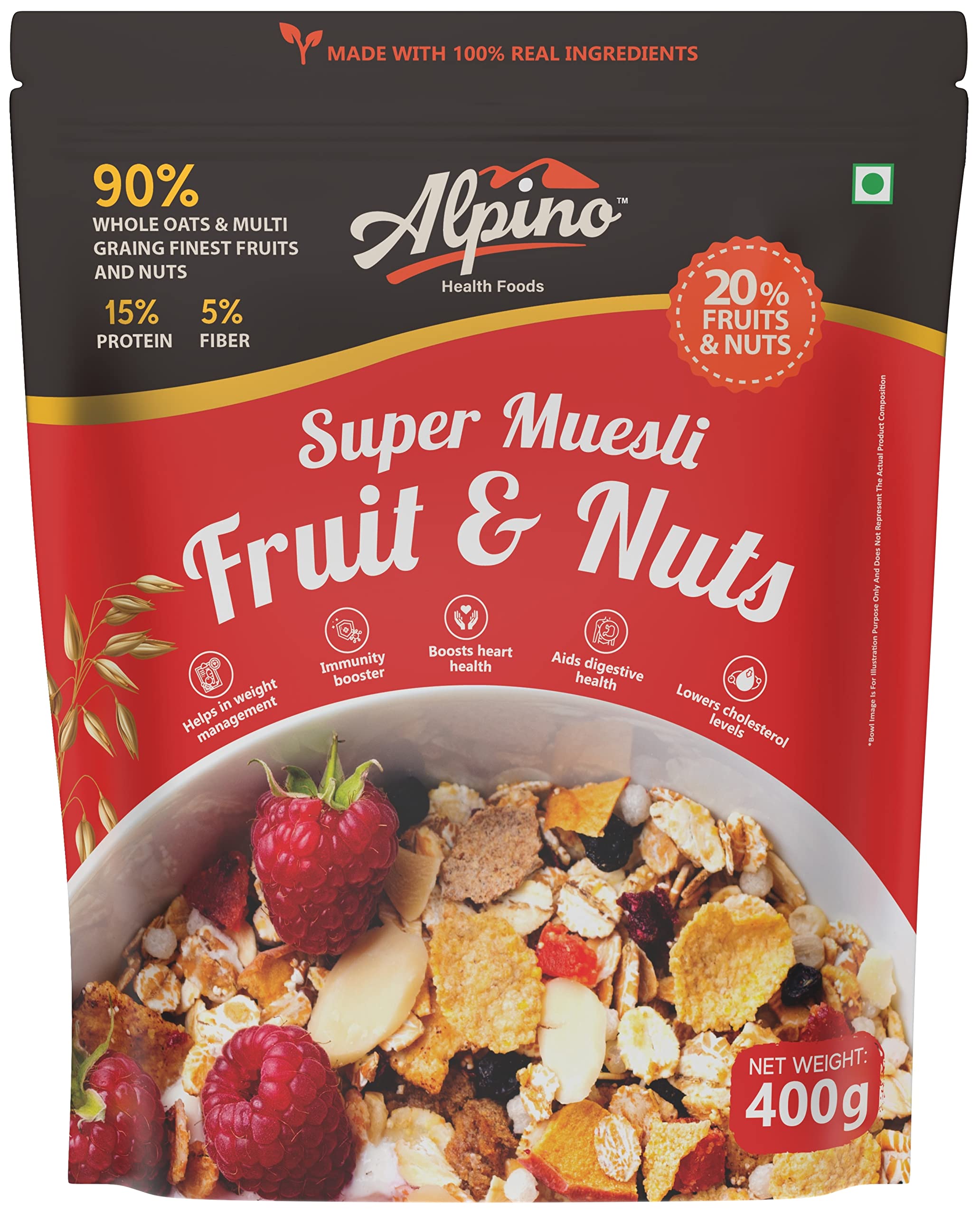 Buy ALPINO Super Muesli Fruit and Nuts 400 G 20 Dried Fruits & Nuts