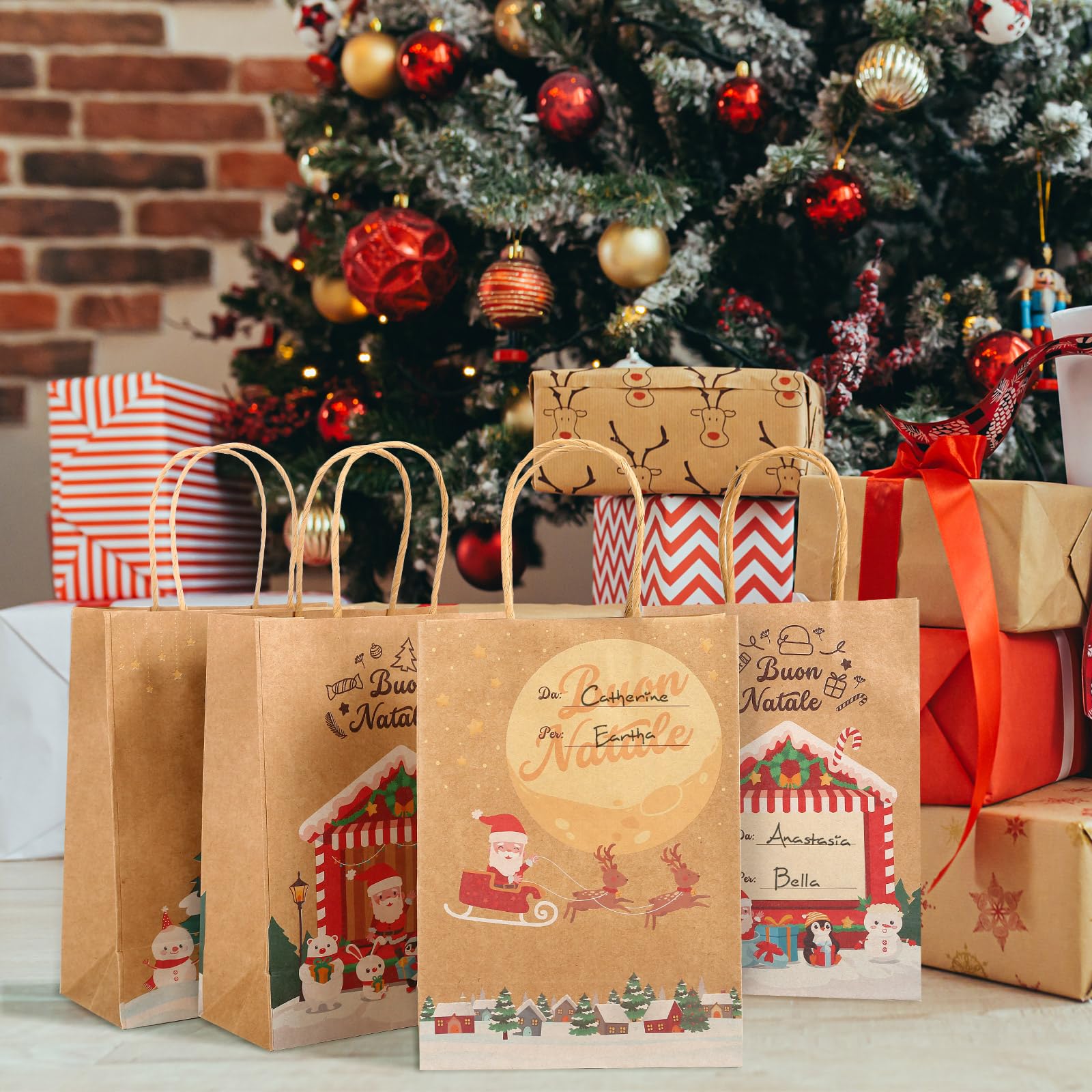 Set 28 Sacchetti Regalo Natale BlessedSeason - 6 Grandi, 10 Medi, 12 Piccoli Per Bomboniere