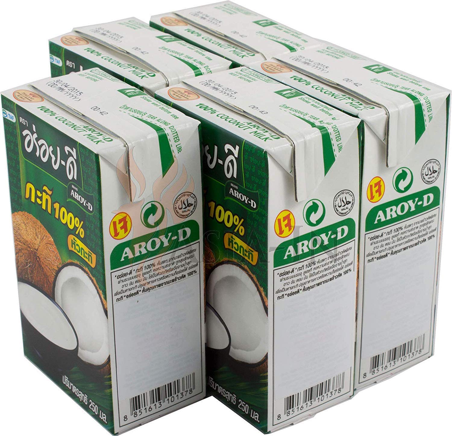 Aroy-D - Leche de coco con E435 - Paquete de 5 (5 x 250 ml)