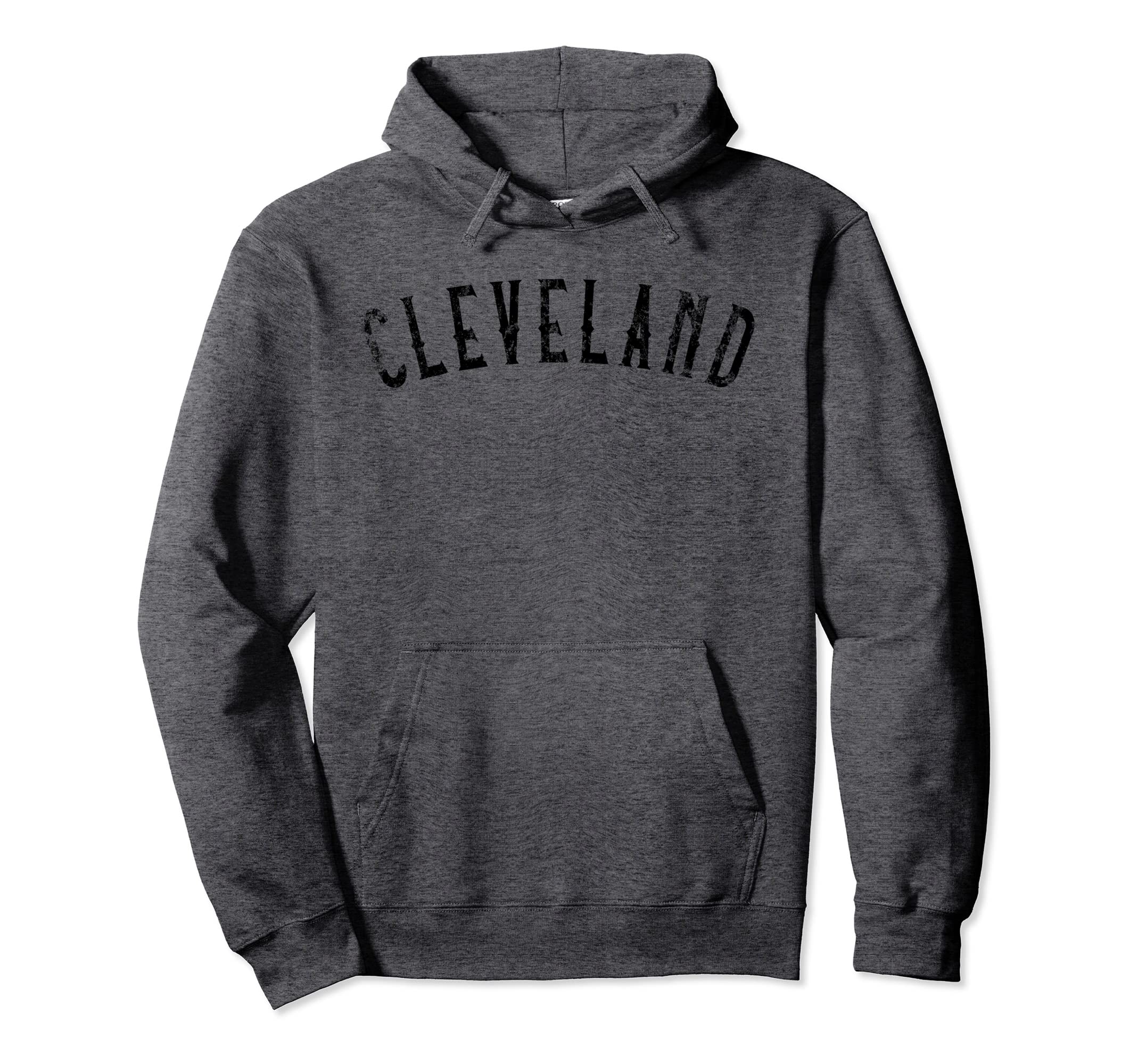Vintage Cleveland Distressed CLE ApparelVintage Cleveland Distressed Black Script CLE Pullover HoodieOEKO-TEX STANDARD 100